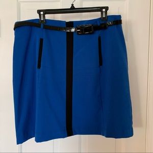 Blue with black accents skirt with belt by Worthington.
